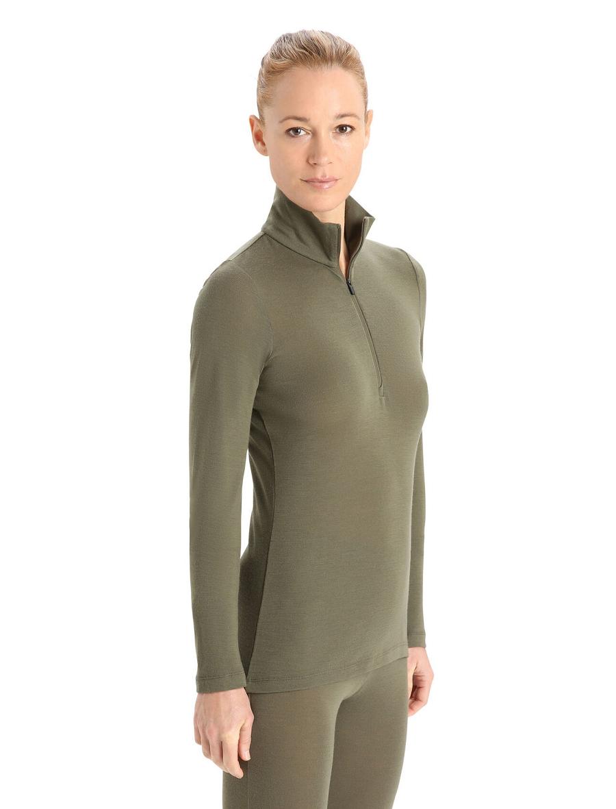 Loden Icebreaker Merino 175 Everyday Long Sleeve Half Zip Thermal Top Women\'s Base Layers | AU 1862DFMN